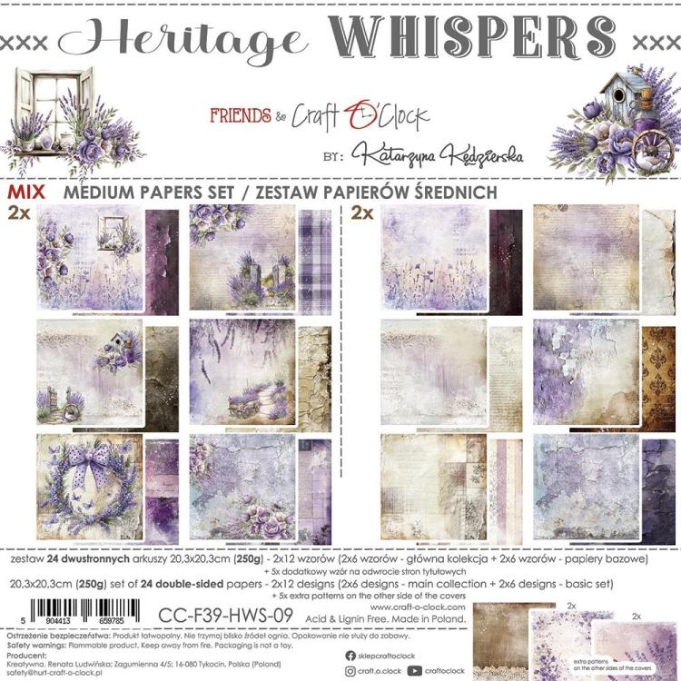 Craft O Clock Heritage Whispers 8x8 Paper Pad MIX