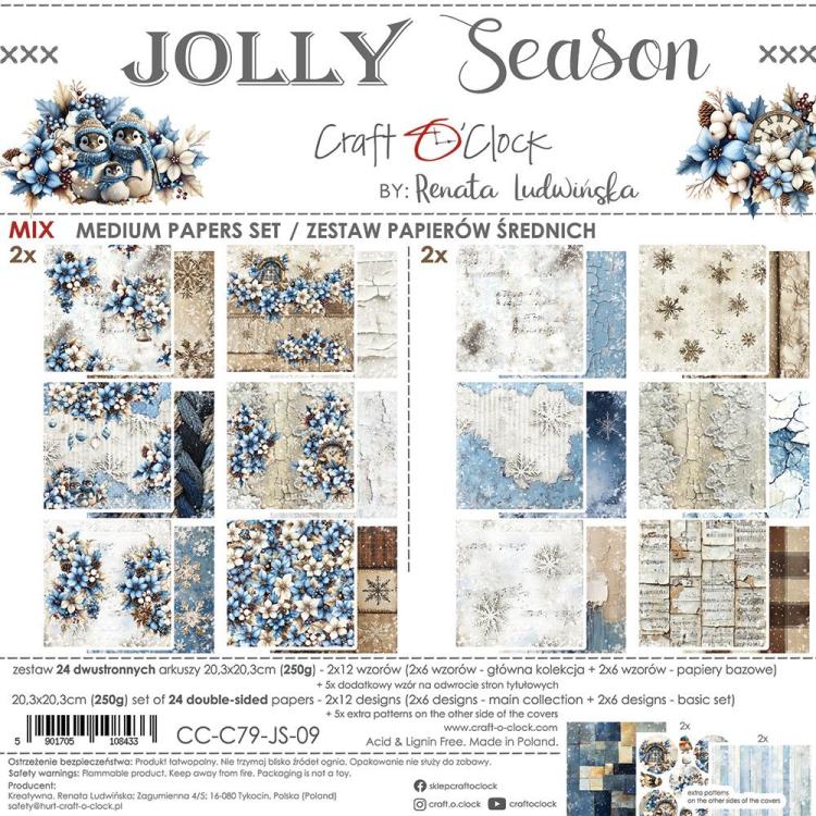 Craft O Clock Jolly Season 8x8 Paper Pad MIX