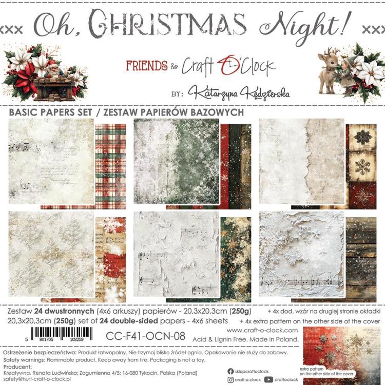 Craft O Clock Oh, Christmas Night 8x8 Paper Pad Basic