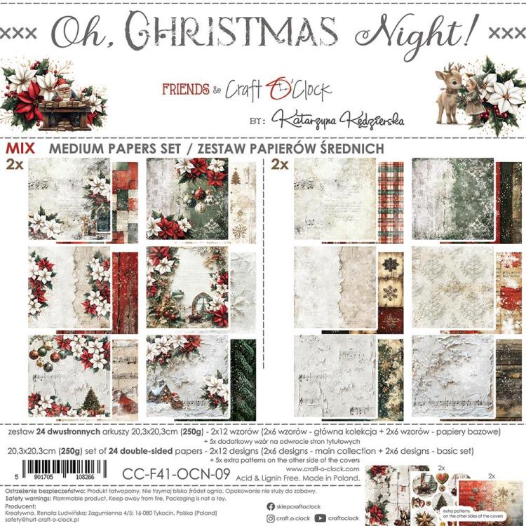 Craft O Clock Oh, Christmas Night 8x8 Paper Pad MIX