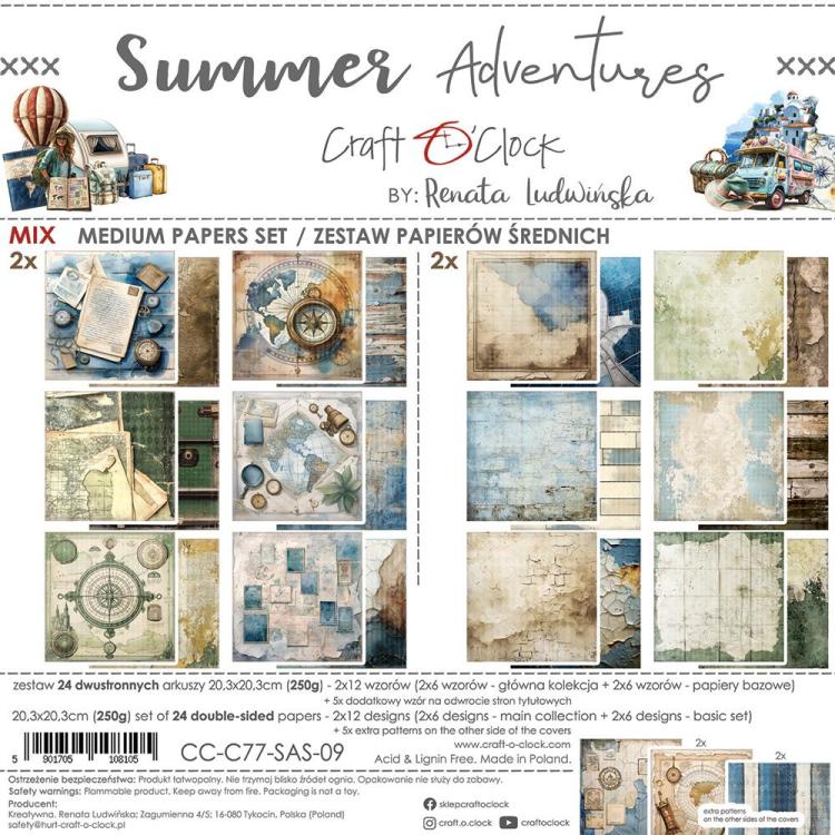Craft O Clock Summer Adventures 8x8 Paper Pad MIX