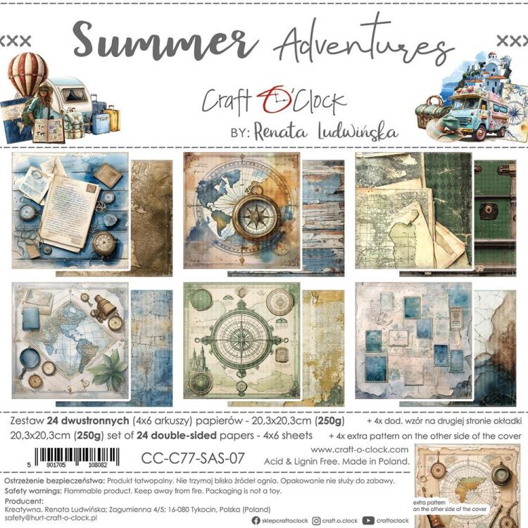 Craft O Clock Summer Adventures 8x8 Paper Pad