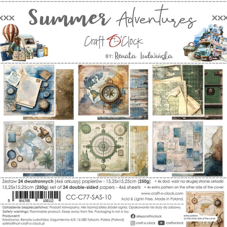 Craft o Clock Summer Adventures 6x6 Paper Pad
