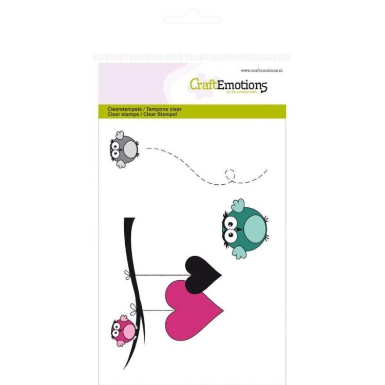 CraftEmotions Clearstamps A6 Eulen Zweig Herzen