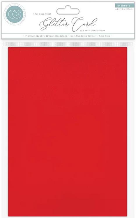Craft Consortium A4 Glitter Card Red