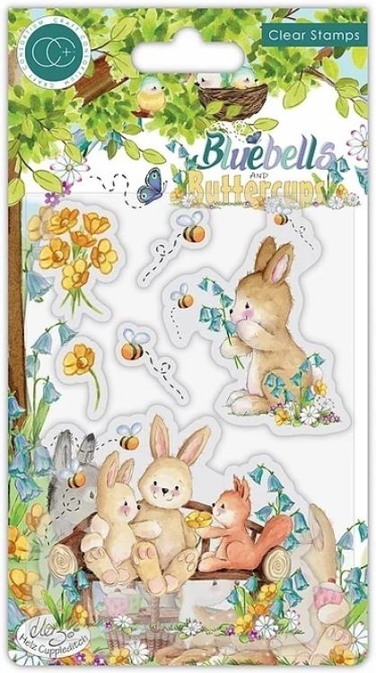 Craft Consortium Clear Stamp Bluebells and Buttercups Bench #059