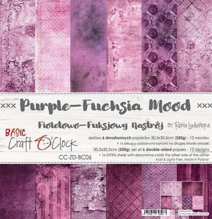 Craft O Clock 12x12 Paper Pad Basic 06 Purple Fuchsia