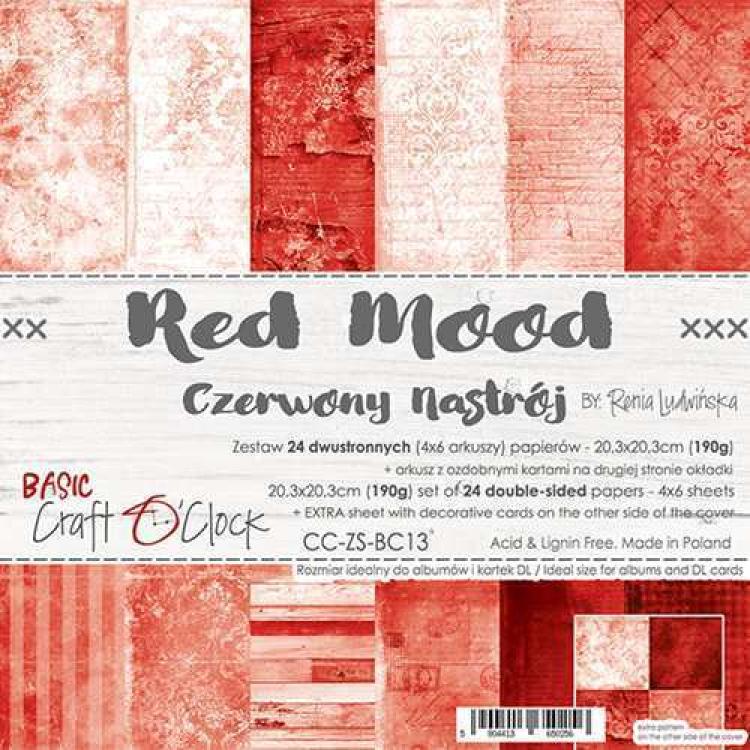 Craft O Clock 8x8 Paper Pad Basic Red Mood #13