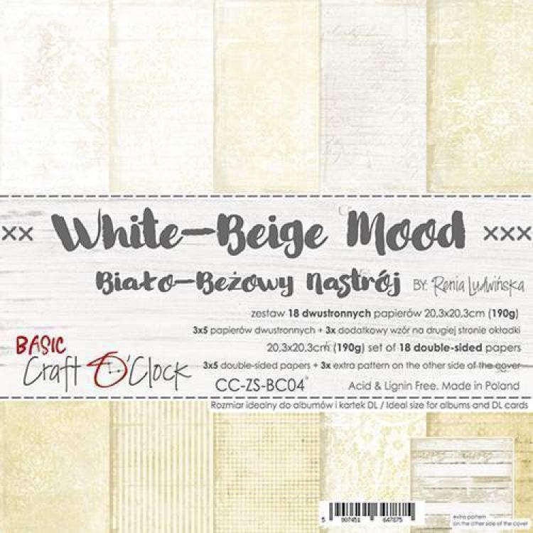 Craft O Clock 8x8 Paper Pad White Beige Mood #04