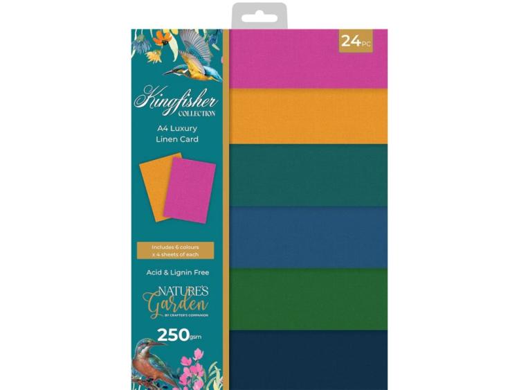 Crafter's Companion Kingfisher A4 Luxury Linen Card Pack