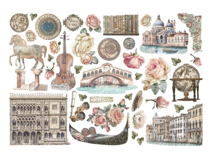 DFLCT65 Stamperia Venice City of Art Ephemera (40 pcs)
