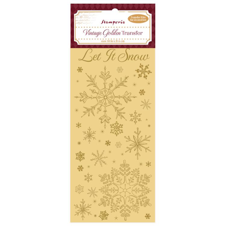 DFLRGT05 Stamperia Alice in Christmas Vintage Golden Transfer Let it snow