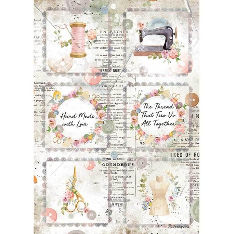Stamperia A4 Rice Paper Threads Mini Cards DFSA4568