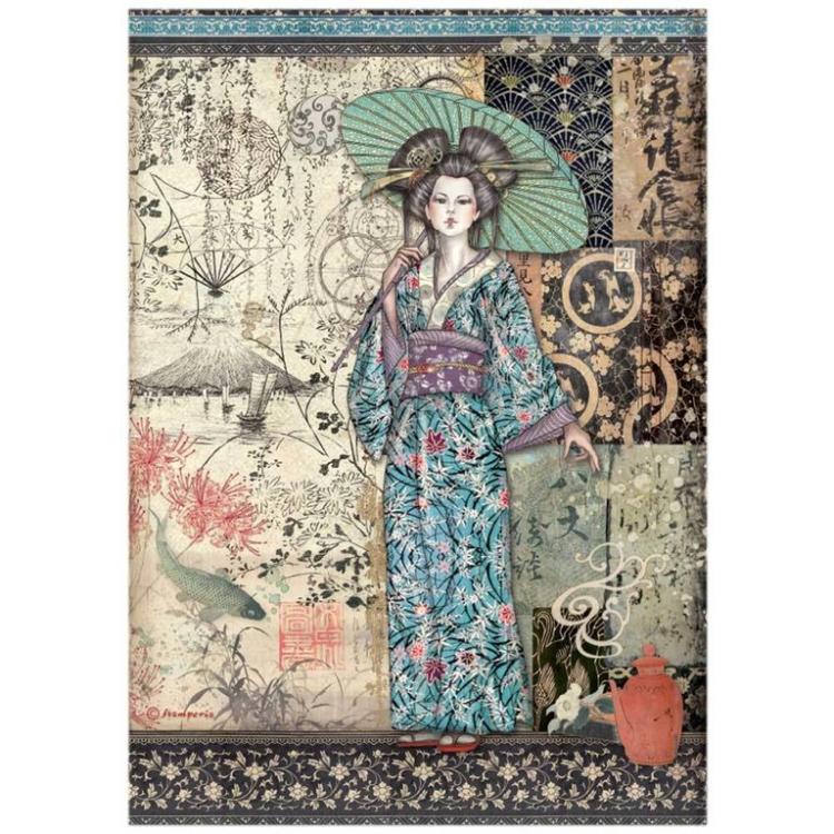 Stamperia A4 Rice Paper Sir Vagabond in Japan Lady #4612