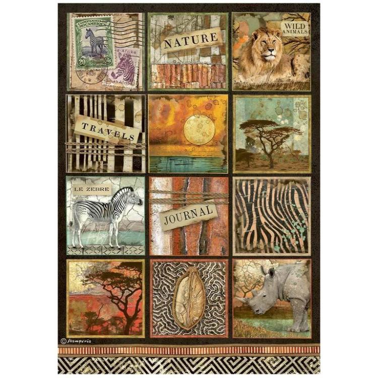 Stamperia A4 Rice Paper Savana Square DFSA4688