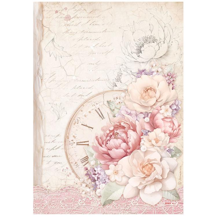 DFSA4831 Stamperia Romance Forever A4 Reispapier Clock