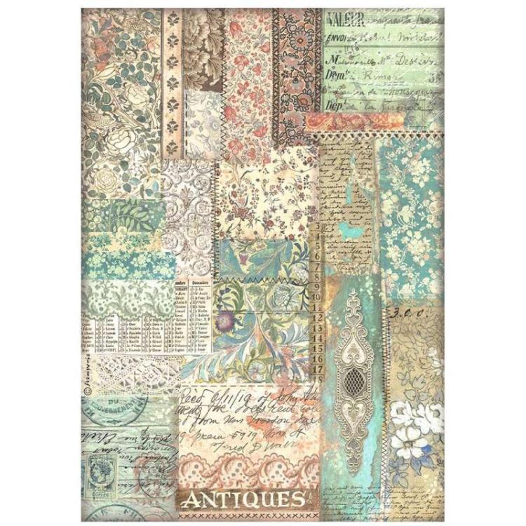 DFSA4852 Stamperia Brocante Antiques A4 Reispapier Patchwork