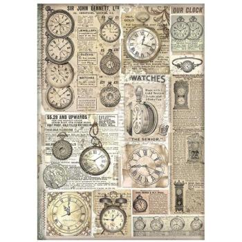 DFSA4855 Stamperia Brocante Antiques A4 Reispapier Clocks