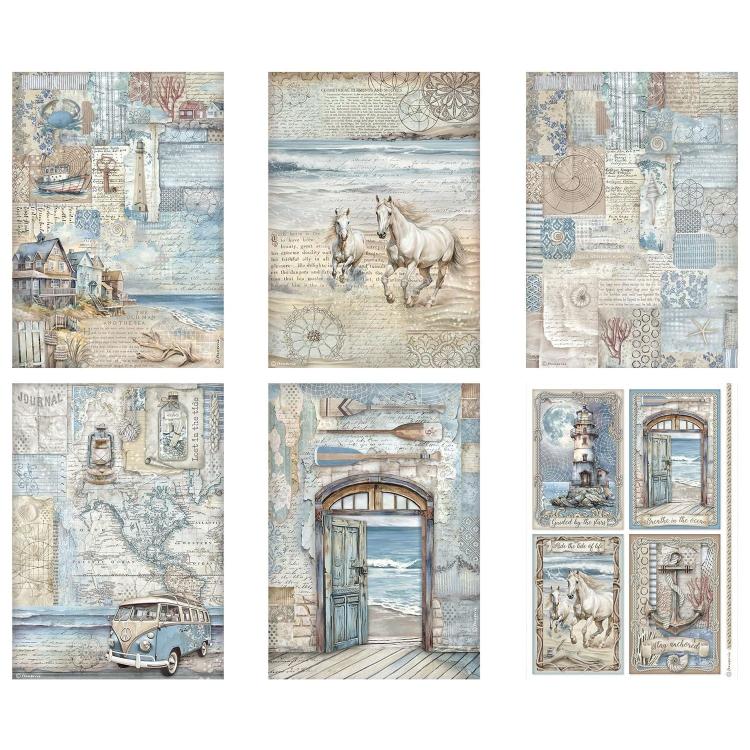 DFSA4XSL Stamperia Silent Sea A4 Reispapier SET