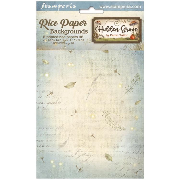 DFSAK6038 Stamperia Hidden Grove A6 Rice Paper Backgrounds SET