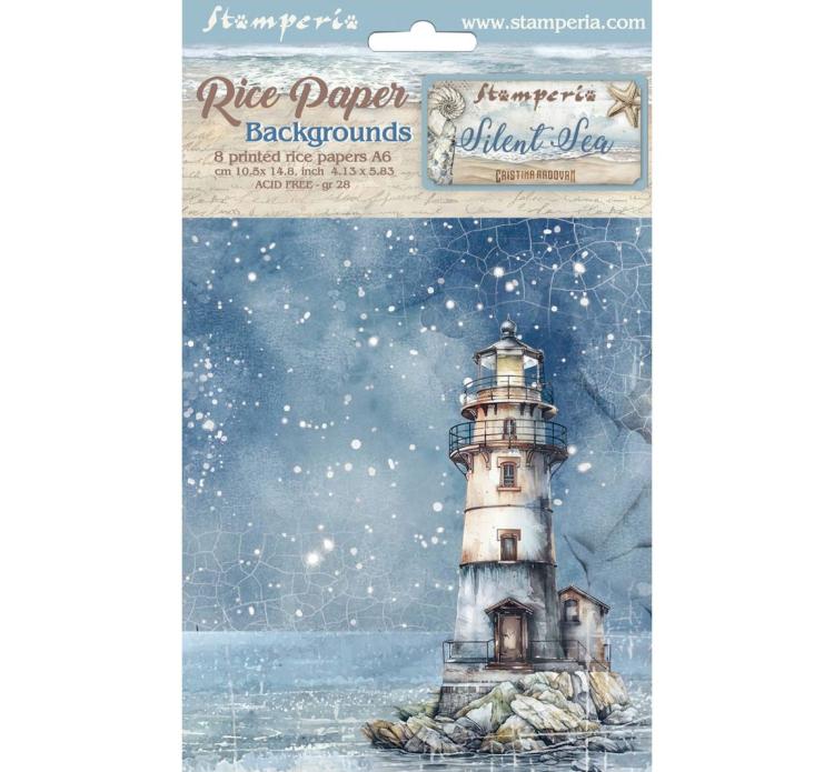 DFSAK6040 Stamperia Silent Sea A6 Rice Paper Backgrounds SET