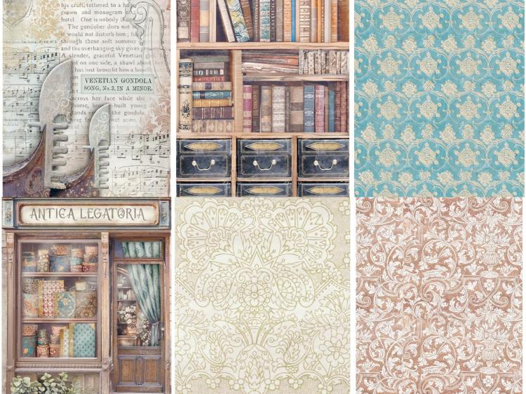 DFSAK6042 Stamperia Venice City of Art A6 Rice Paper Backgrounds SET