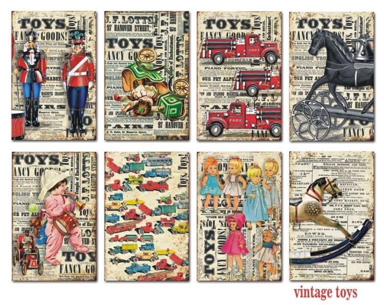 Decorer Mini Scrapbook Paper Set Vintage Toys