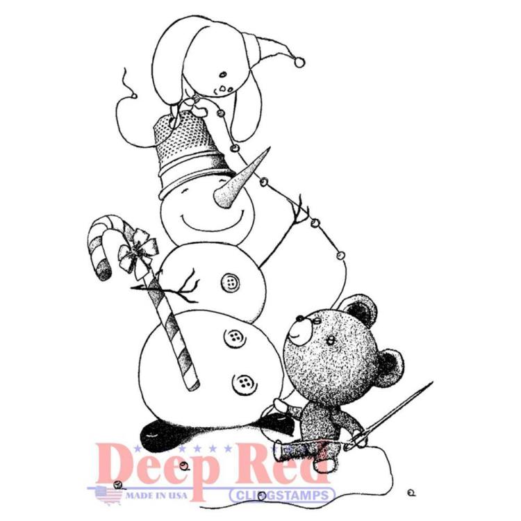 Deep Red Cling Stamp Snowman Garland