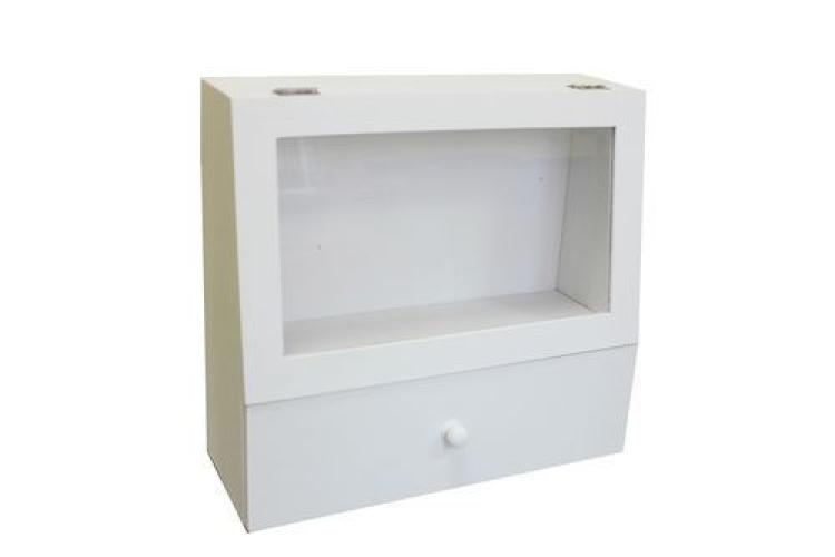 Display Case With Storage Drawer White