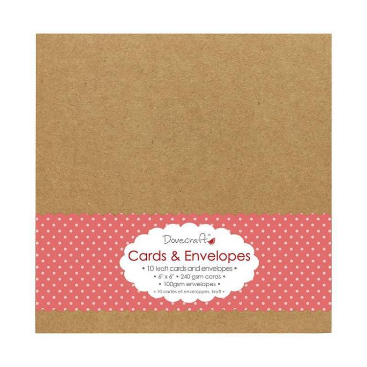 Dovecraft 10 Kraft 6x6 Cards & Envelopes