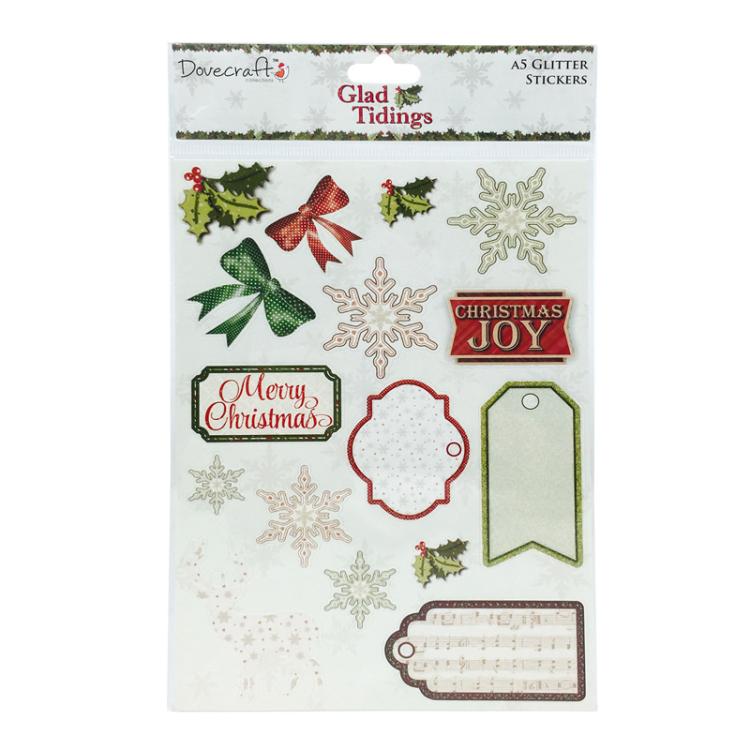 Dovecraft Glad Tidings A5 Glitter Stickers #STK003