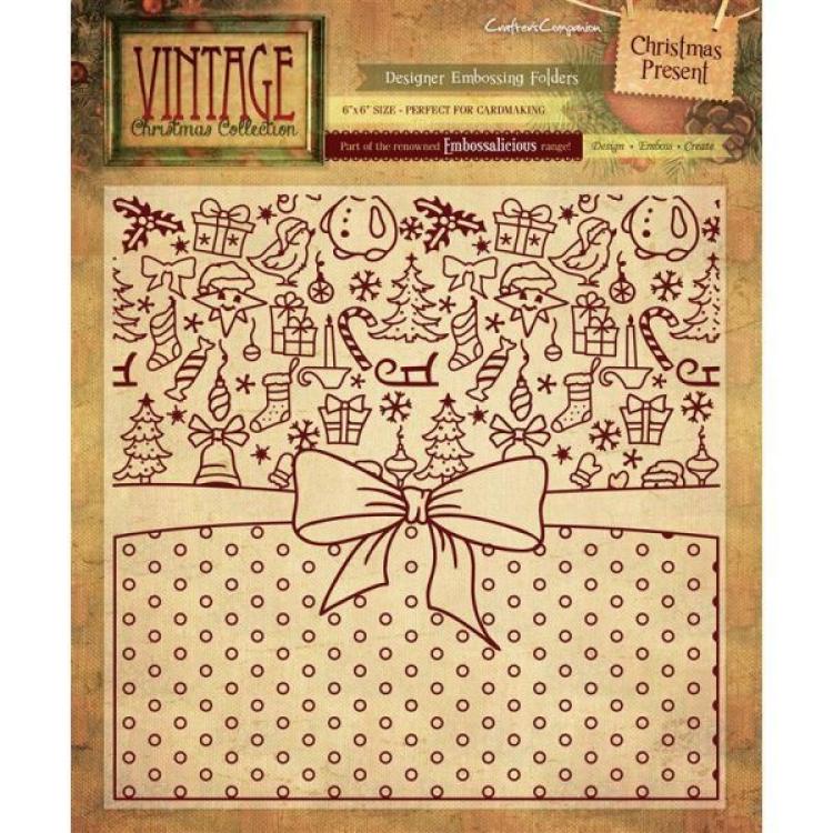 Vintage Christmas 6" x 6" Embossalicious Folder - Christmas Present