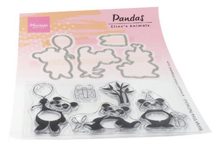 Elines Animals Clear Stamps and Dies Pandas #ECO179
