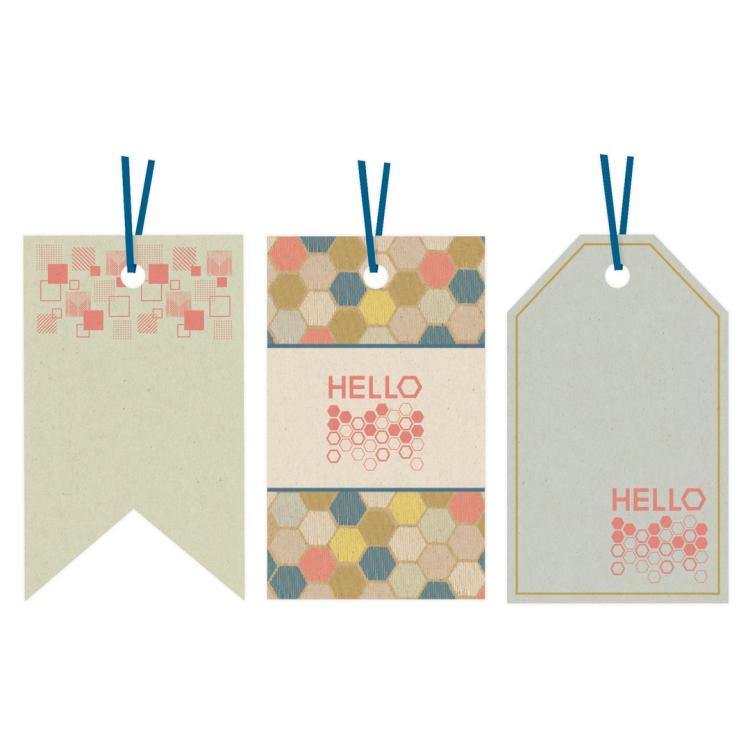 Gift Tags & Stamps Set (16pcs)  Capsule Geometric Kraft