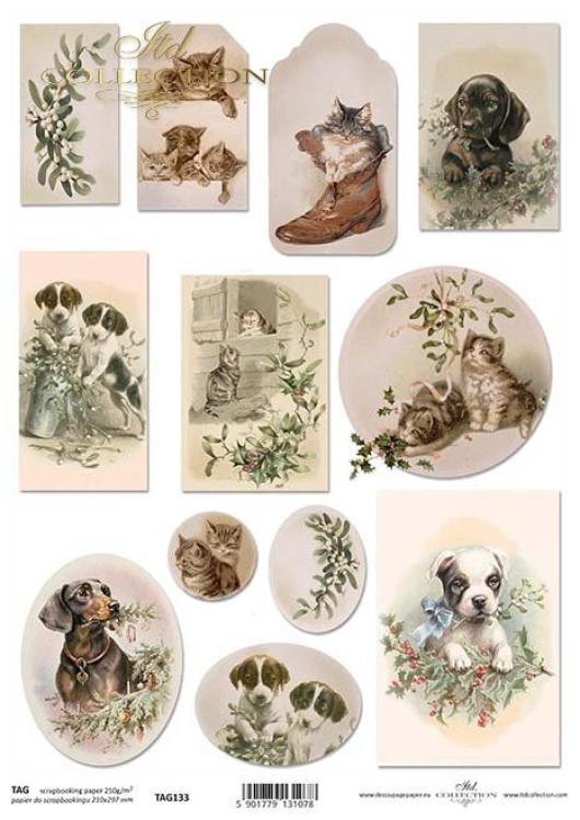 ITD Collection Animals Christmas A4 Scrapbooking Paper TAG0133