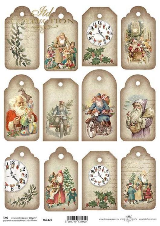 ITD Collection Christmas Time Tags A4 Scrapbooking Paper TAG0126