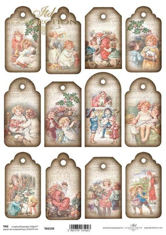 ITD Collection Christmas Time Tags A4 Scrapbooking Paper TAG0128