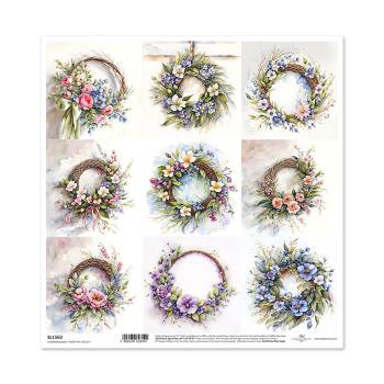 ITD Collection Spring Wreath 12x12 Paper Sheet #1562