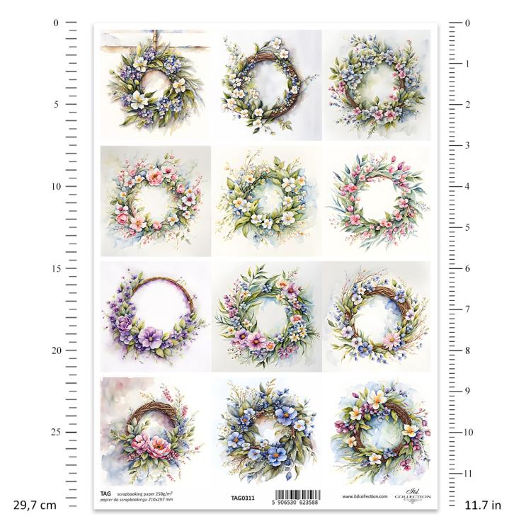 ITD Collection Spring Wreath A4 Scrapbooking TAG0311