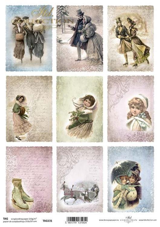 ITD Collection Vintage Christmas A4 Scrapbooking Paper TAG0131