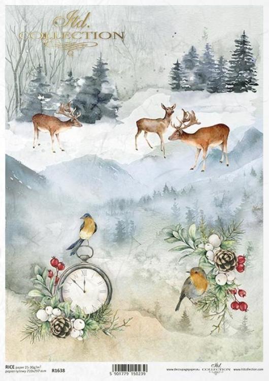 ITD A4 Rice Paper Christmas in Red #1638