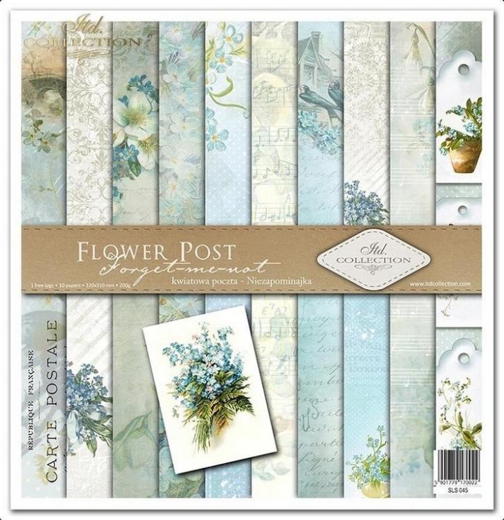 ITD Collection 12x12 Paper Pad Flower Post Forget Me Not #45