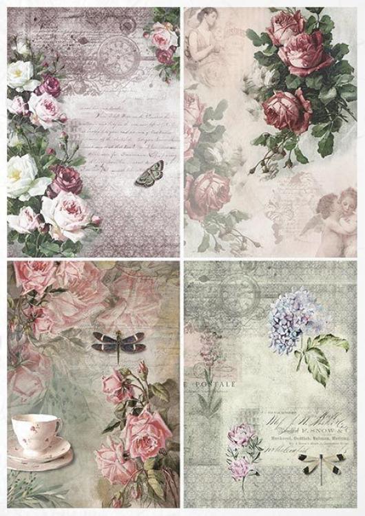 ITD Collection A4 Rice Paper Creative Set Beautiful Flowers