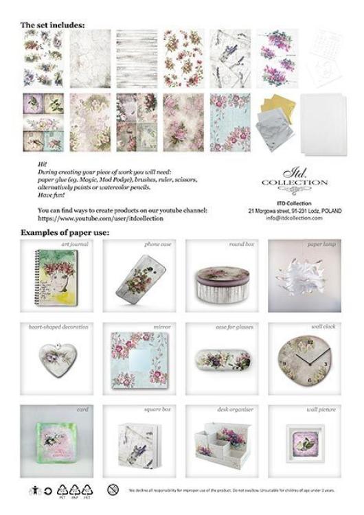 ITD Collection A4 Rice Paper Creative Set Beautiful Flowers