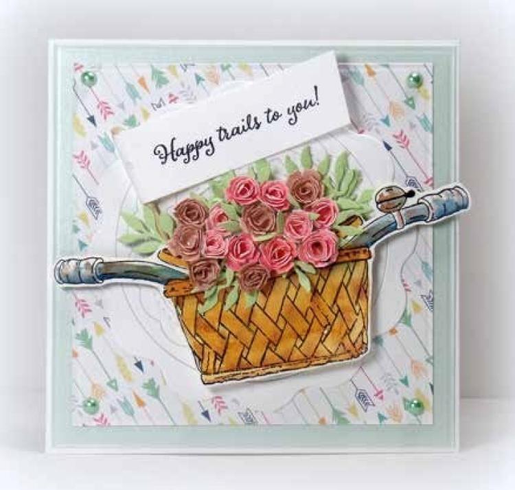Impression Obsession Cling Stamp Vintage Bicycle Basket