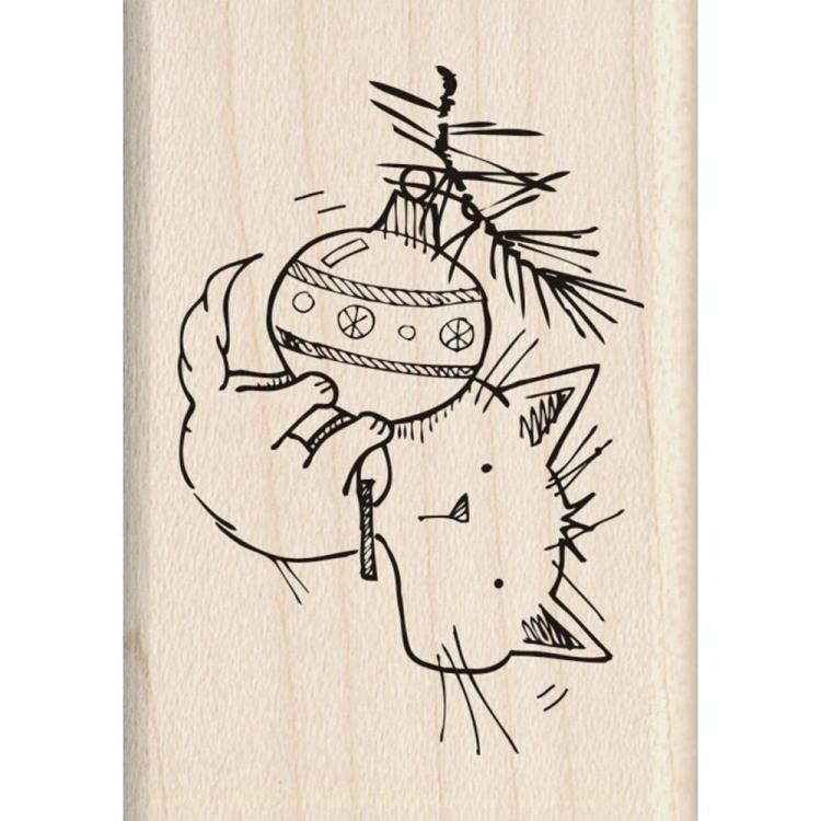 Inkadinkado Mounted Rubber Stamp  Christmas Kitty