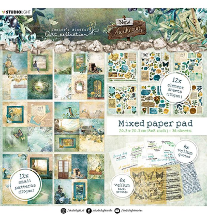 Jenine´s Mindful Art 8x8 Mixed Paper Pad New Awakening #02