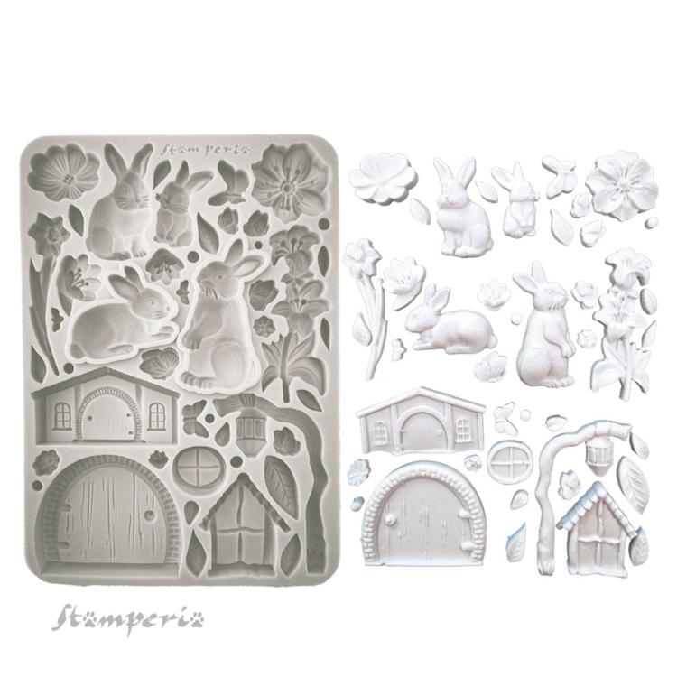 KACMA566 Stamperia Rabbit and Flowers A5 Silicone Mould