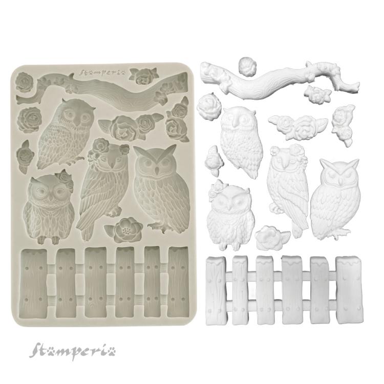 KACMA585 Stamperia The Owl's House A5 Silicone Mould Owls