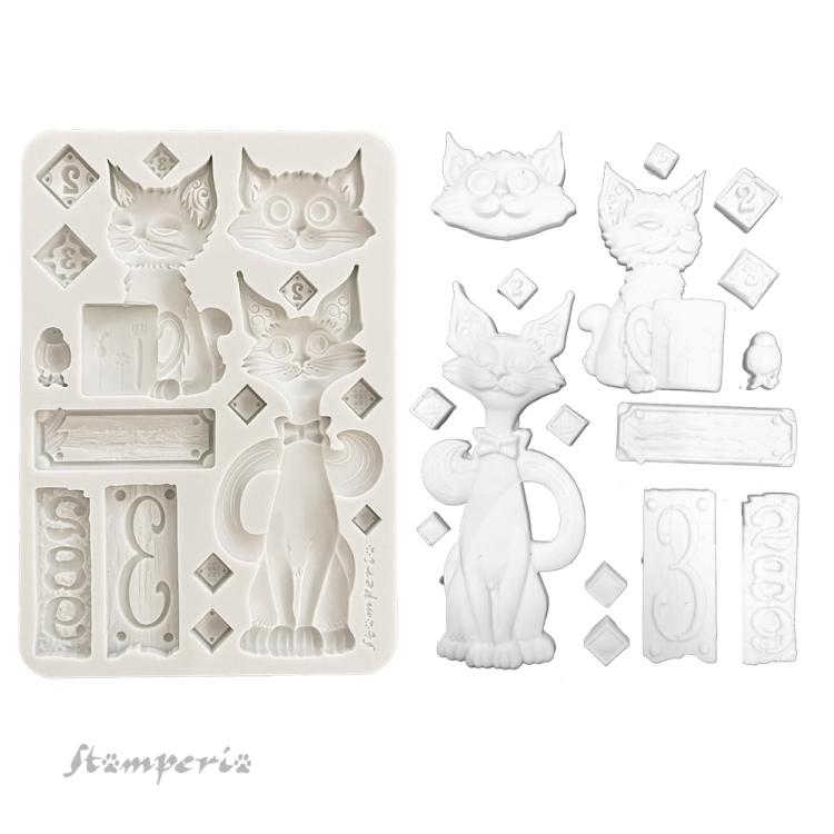 KACMA591 Stamperia Furry Friends A5 Silicone Mould Cat
